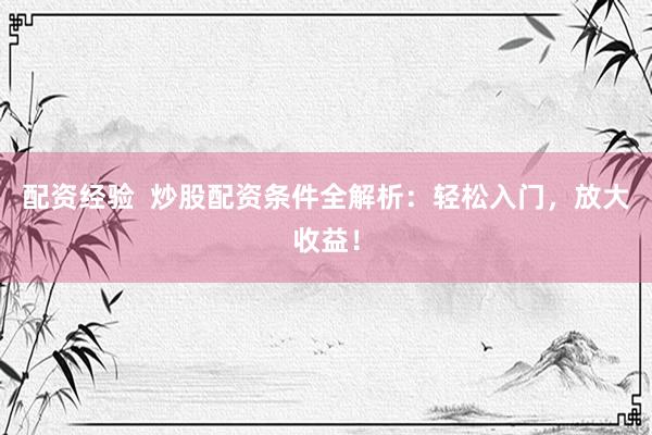 配资经验  炒股配资条件全解析：轻松入门，放大收益！