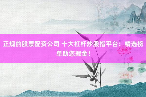 正规的股票配资公司 十大杠杆炒股指平台：精选榜单助您掘金！