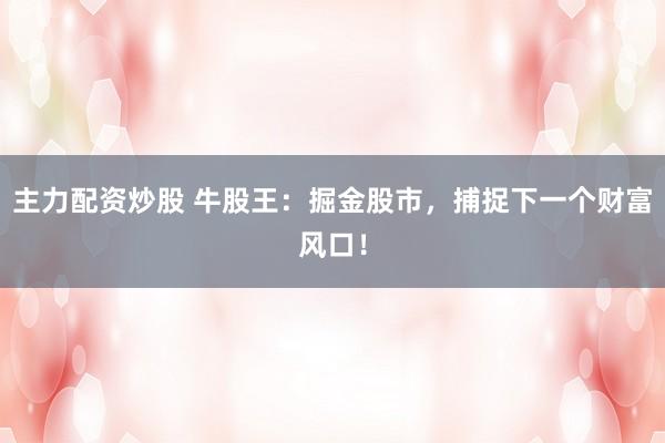 主力配资炒股 牛股王：掘金股市，捕捉下一个财富风口！